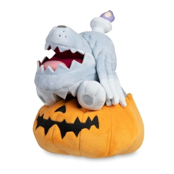 Pokemon Greavard Wearing Houndstone Pumpkin Plush Paldea Spooky Halloween 2023 - Picture 1 of 9